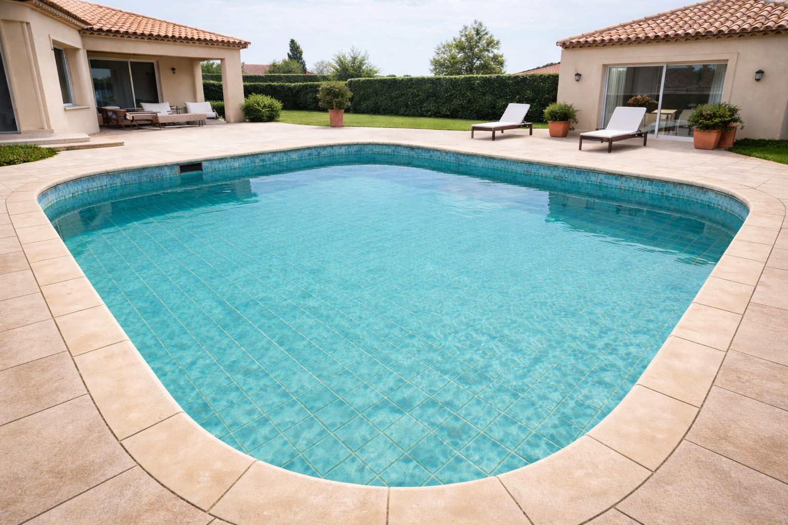 Piscine bien nettoyée par aérogommage